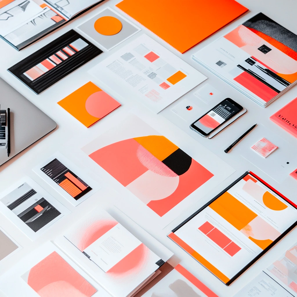 Identite visuelle, différentes couleurs exposée.